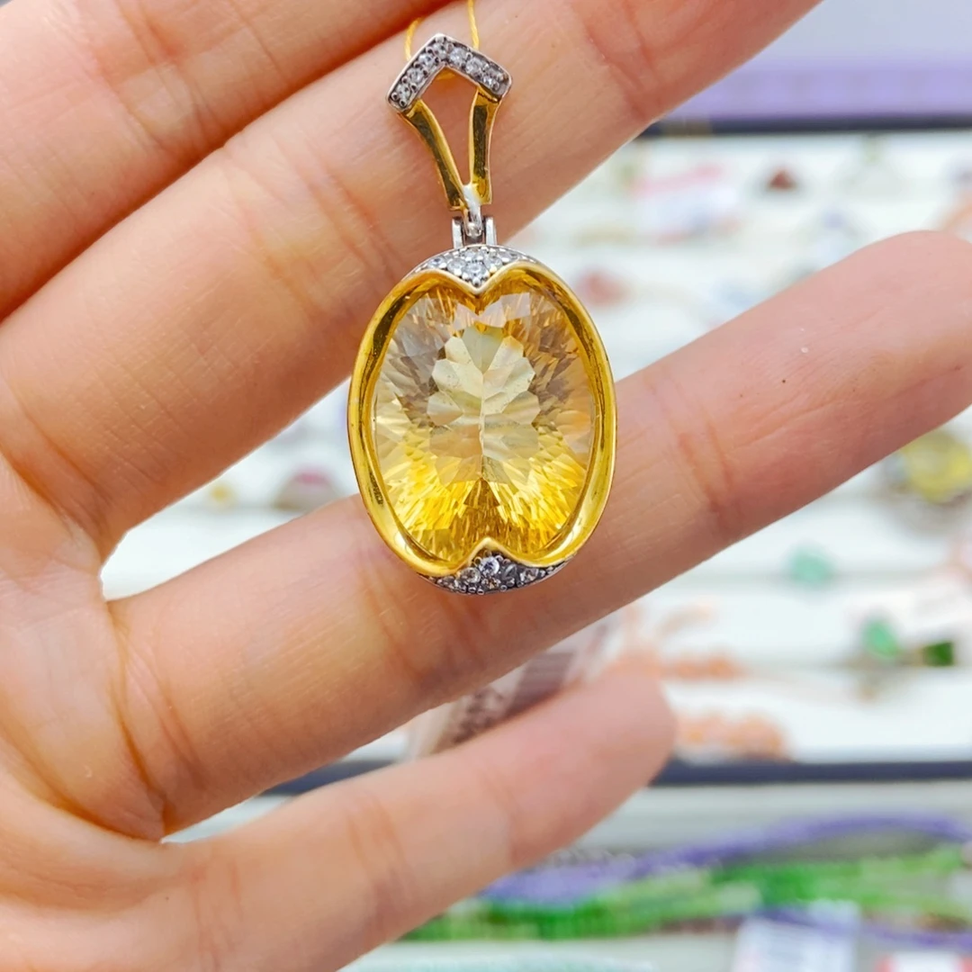 吊坠(赠链)银S925镶嵌黄晶