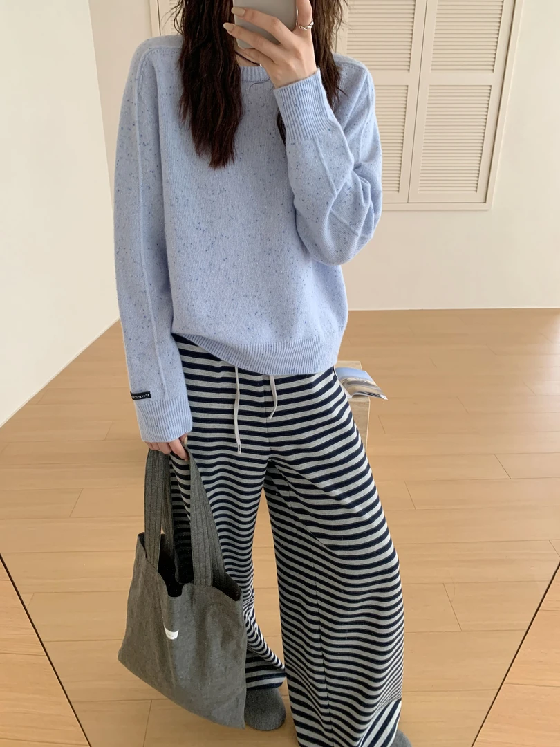 【潘潘.668880】秋冬软软糯糯100%绵羊毛无缝一体显瘦圆领针织衫