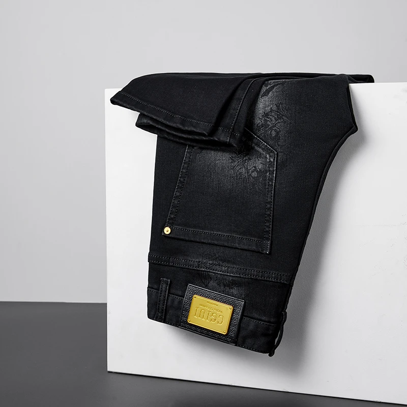 修身男款休闲显瘦牛仔裤百搭男小直筒美式新款2025弹力轻奢黑灰