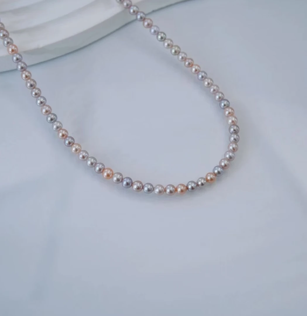 天然淡水糖果混彩项链6-7mm磁吸扣气质经典款