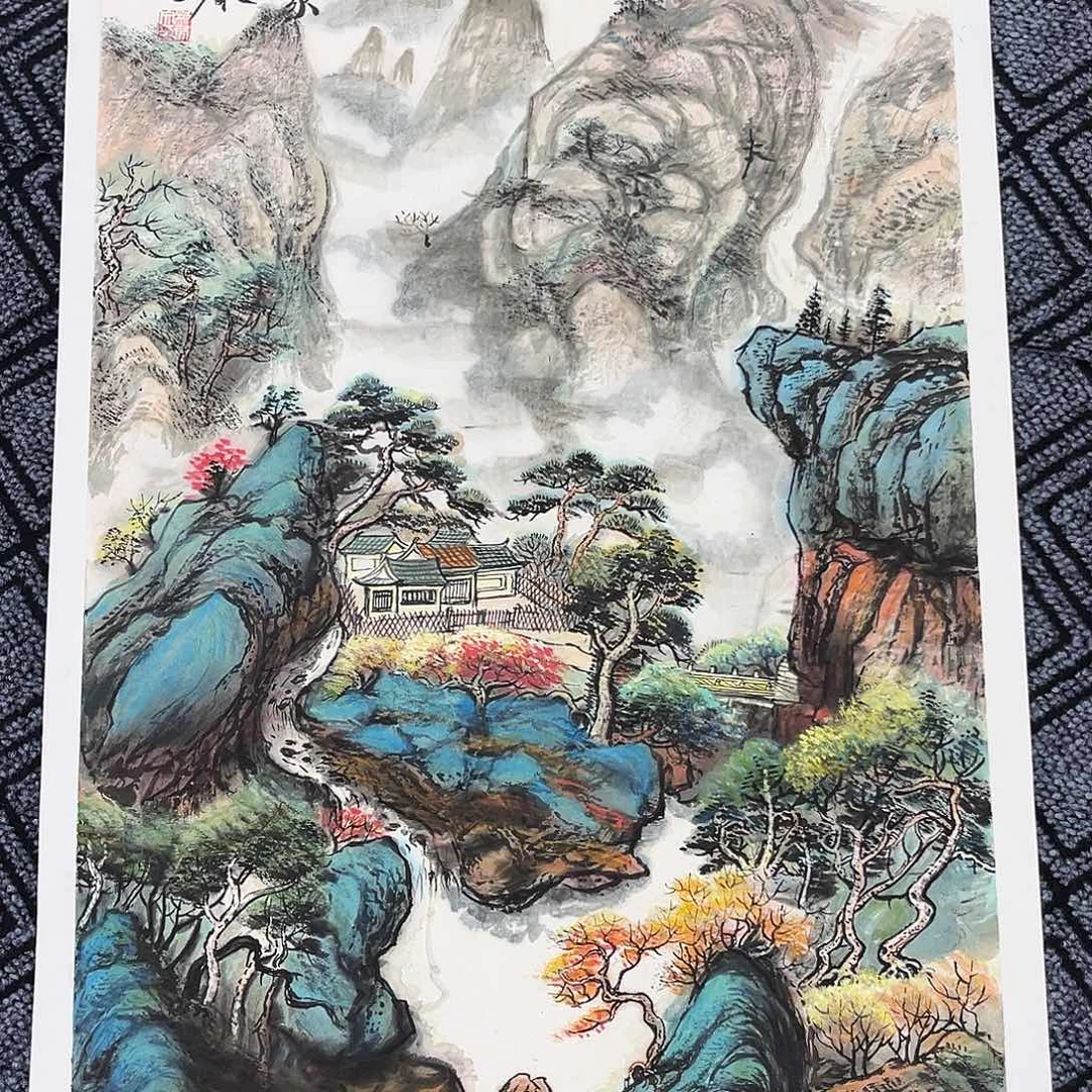 国画三尺山水作品