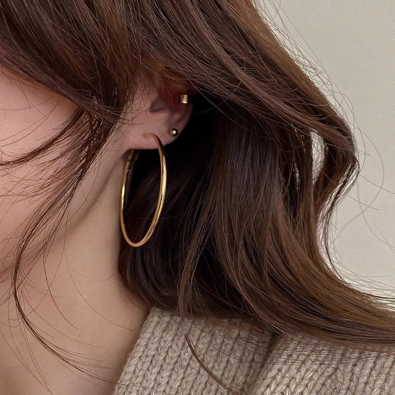 黄铜耳饰 简约素圈百搭耳环ins风时尚百搭设计高级感耳饰
