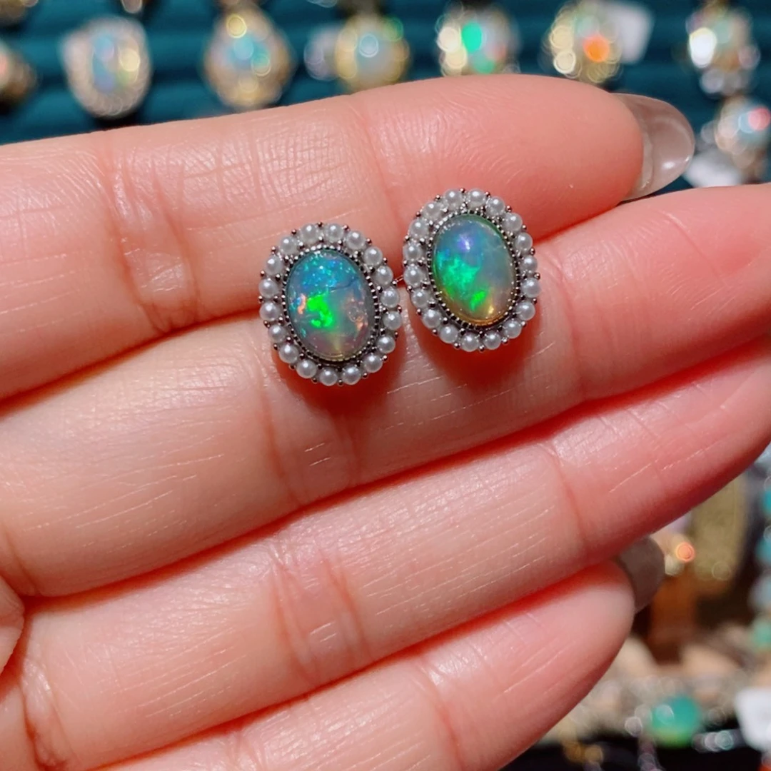 欧泊欧泊耳饰银S925镶嵌