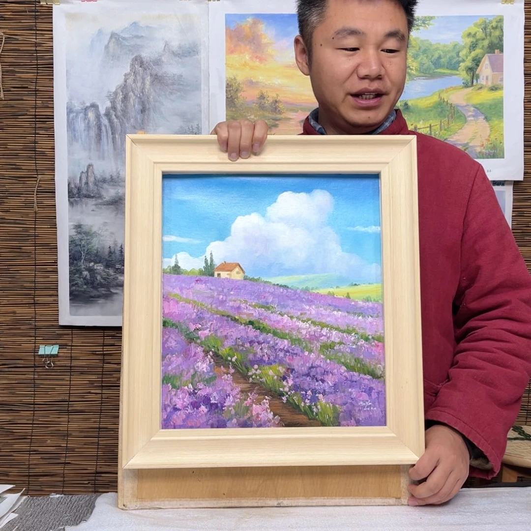 油画行路人小院绘画作品竞拍