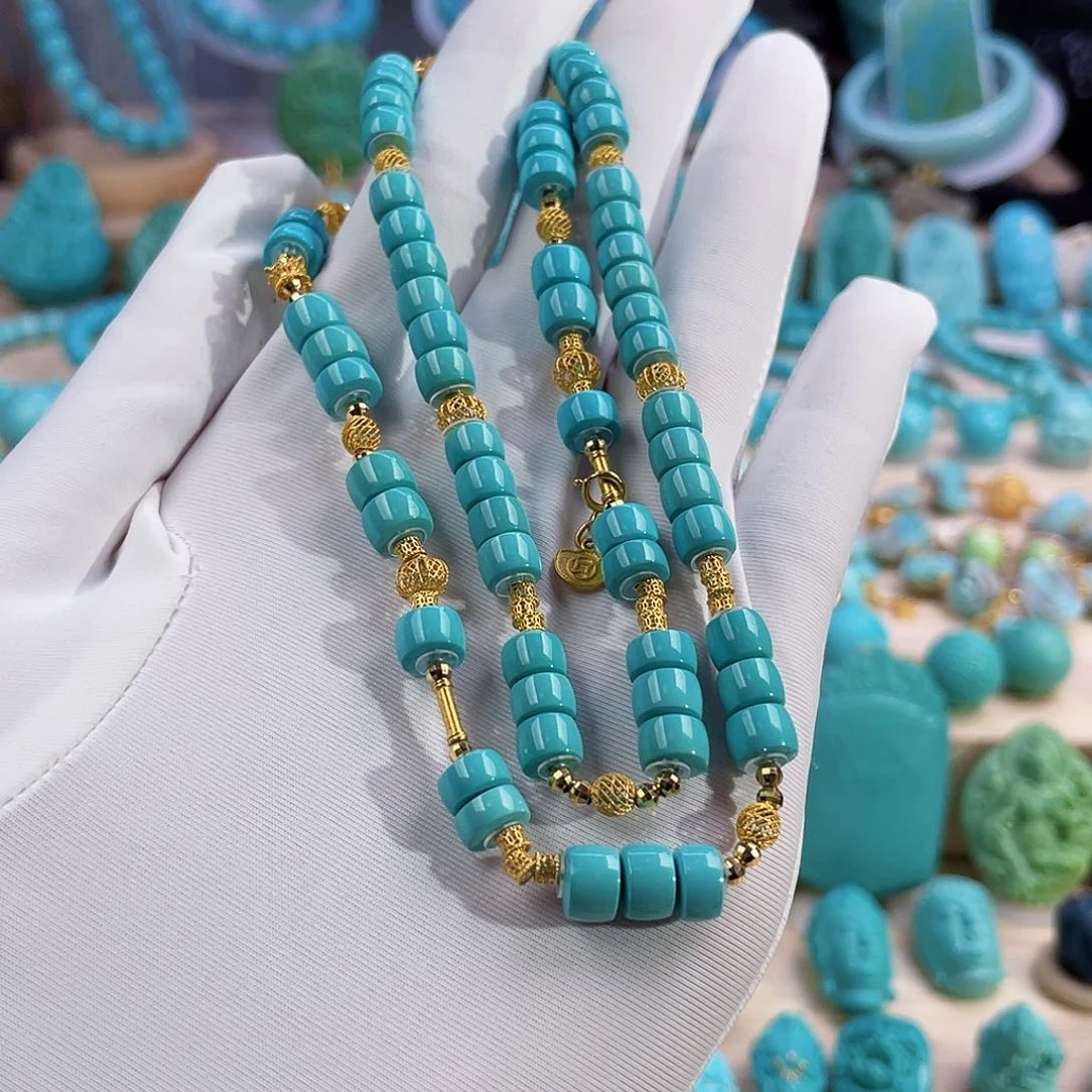 绿松石珠宝奇石18K金镶嵌