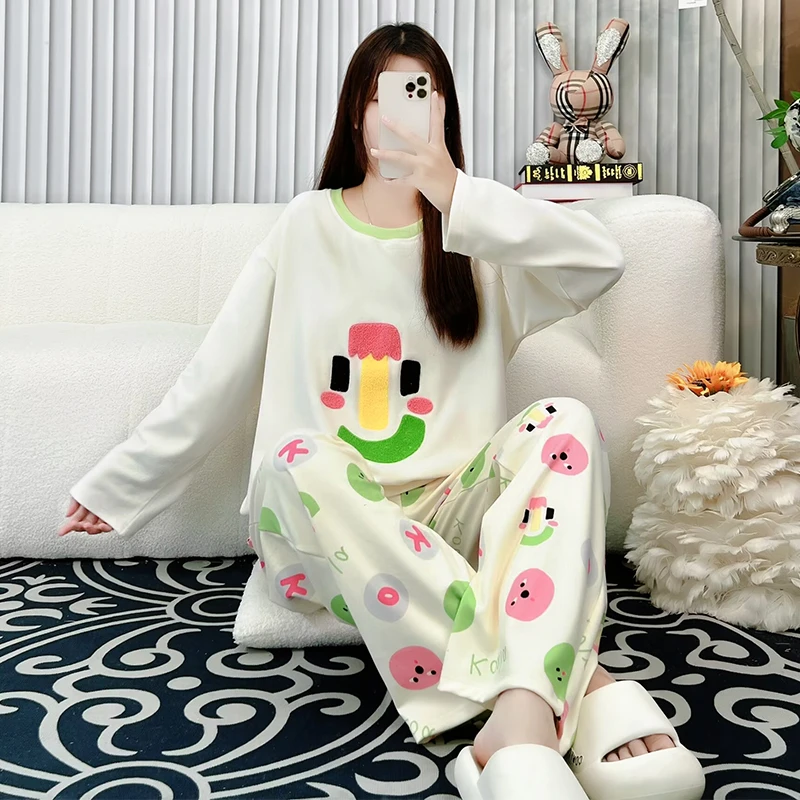【断码绒款便宜清】卡通甜美可爱冬睡衣女宽松长袖可外穿家居服 5 w