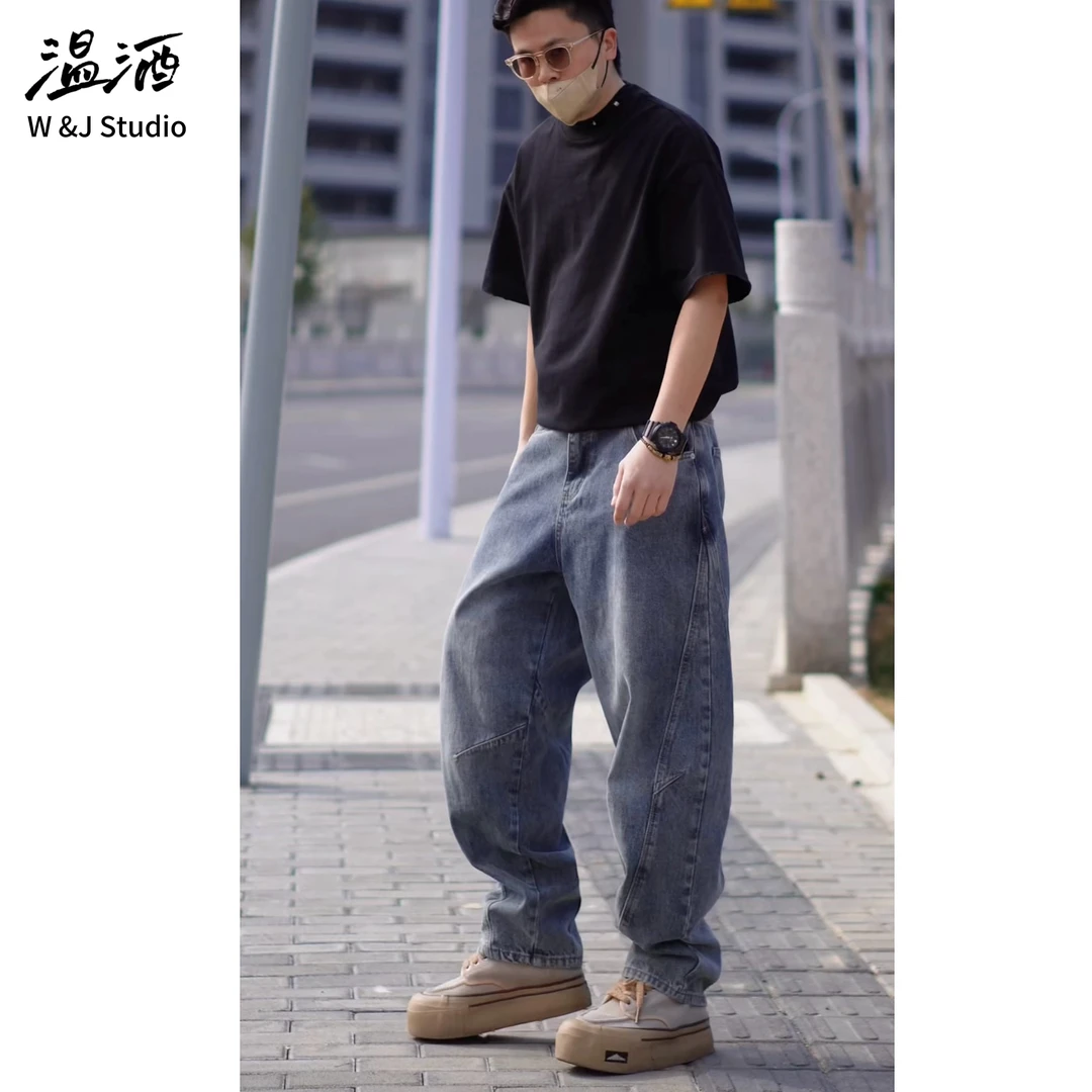 【8线解构轮廓】立体古法裁剪微锥宽松水洗复古牛仔裤男款男牛仔裤