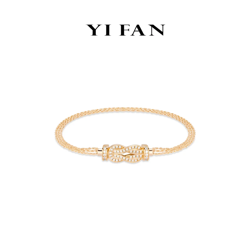 925银合成锆石手链 4774-香槟金满钻马蹄百搭手链（扣头是钢）