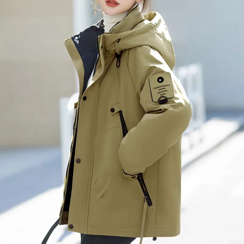 棉服女冬季2026新款加厚美式冲锋衣时尚连帽工装棉衣短款外套女士