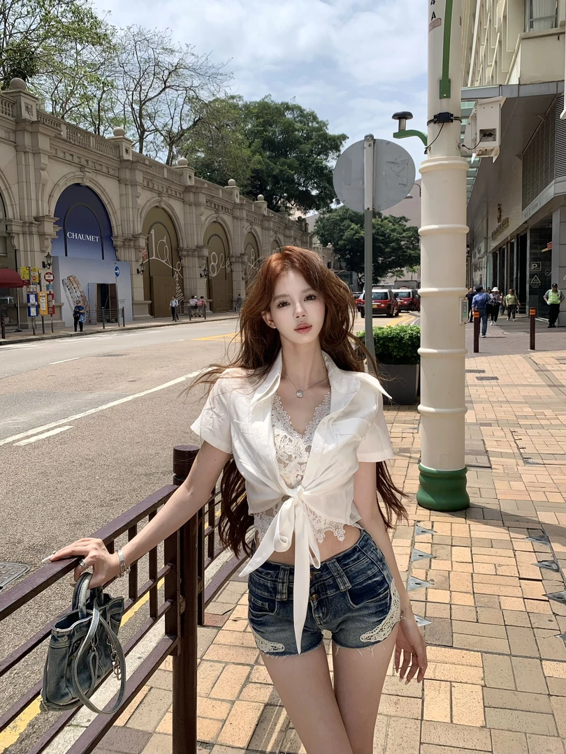 XIAOXIN【怦然心动】夏季休闲百搭翻领衬衫上衣LWJ25B2C1263