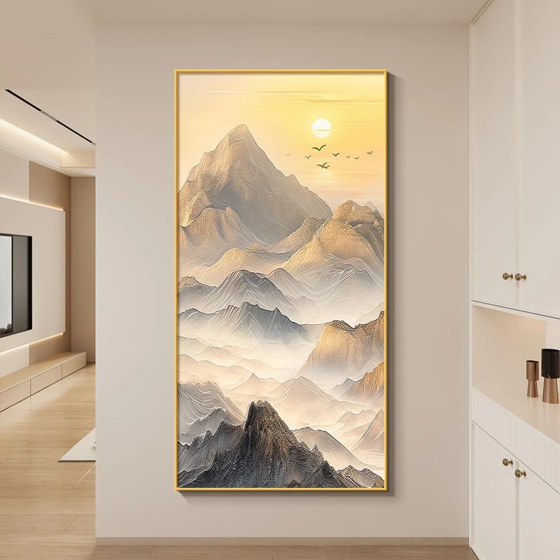 背有靠山玄关装饰画现代简约客厅走廊过道挂画有山无水靠山图壁画