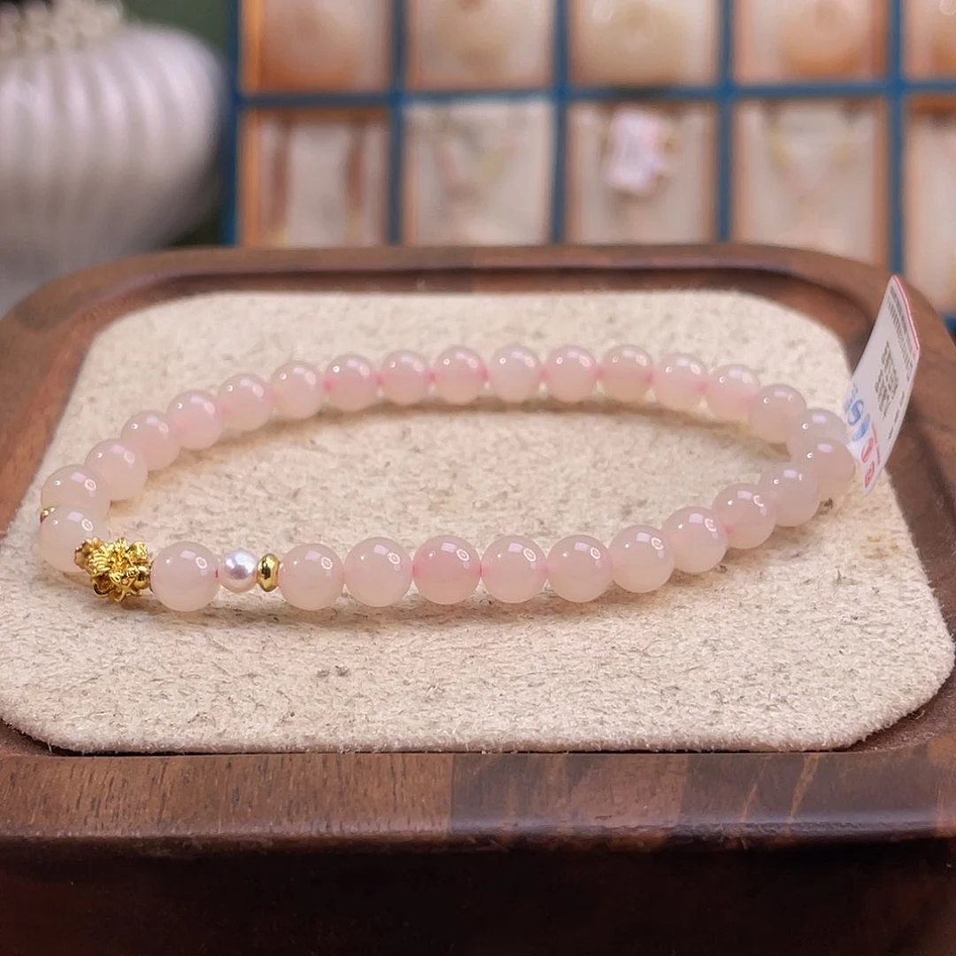 手串未镶嵌和田玉纯天然藕粉藕色手串