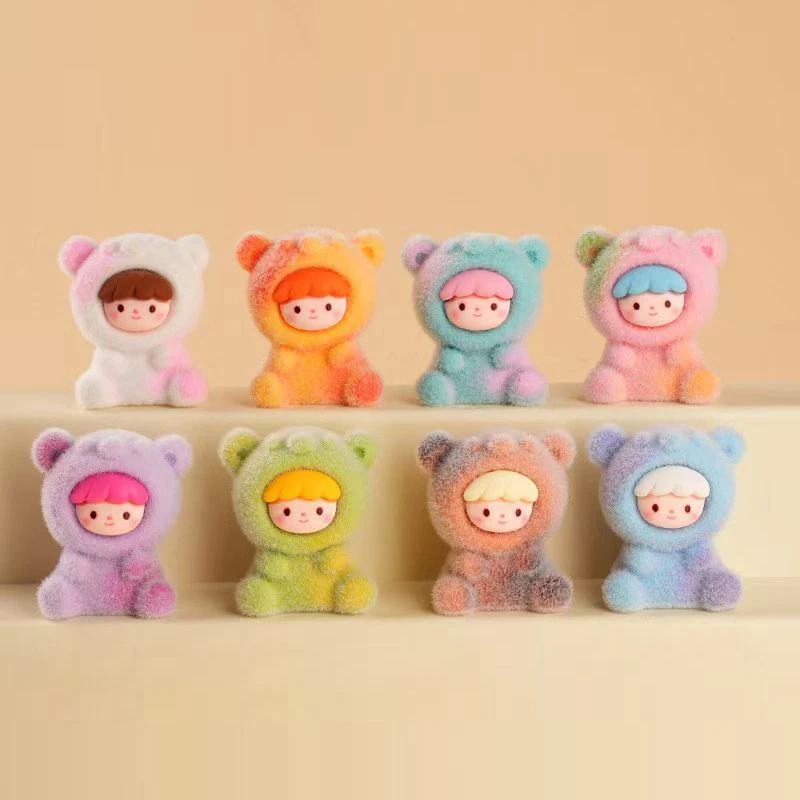 新款植绒小熊 diy饰品配件钥匙扣小熊公仔毛绒挂件盲盒潮玩