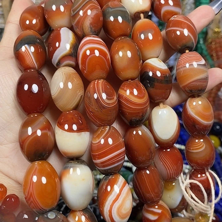 玛瑙/玉髓未镶嵌珠宝半成品缠丝战国红玛瑙卡18*24mm一条