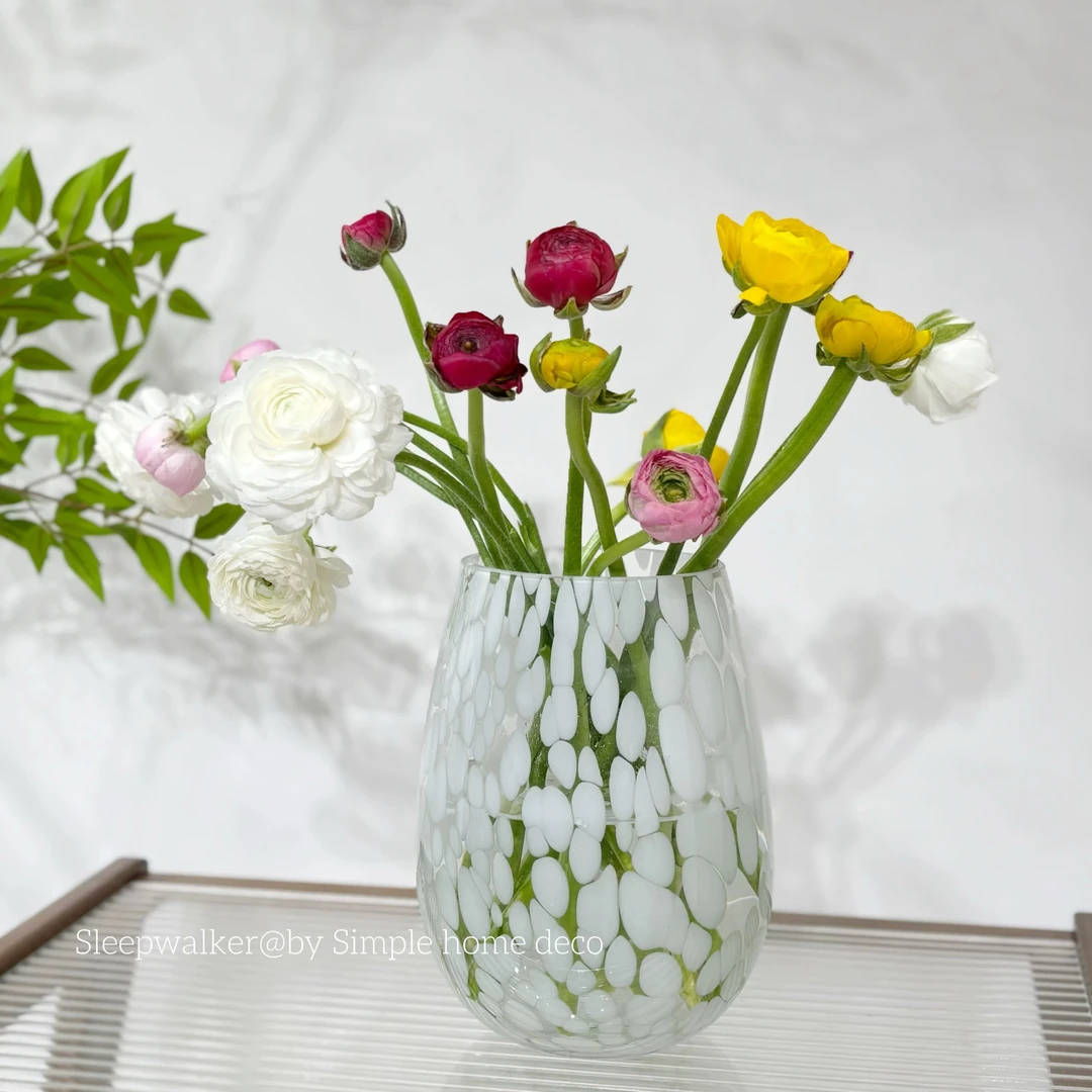 口11高20.5厘米 白色宽口玻璃花瓶 适合郁金香