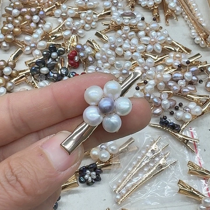 淡水珍珠发饰银S925镶嵌