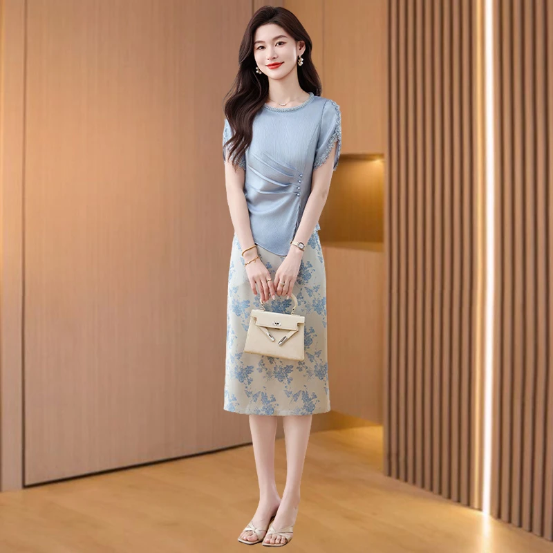 40到50减龄两件套装连衣裙女夏2025新款十三行流行爆款喜婆婆婚宴