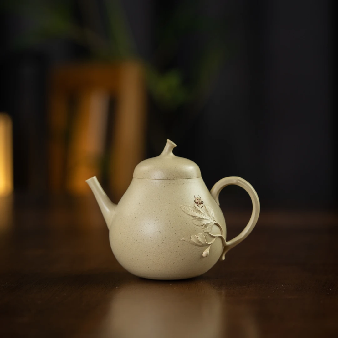 珽珽茶器【欢聚一堂】茄瓜（大）丁梓凌制 本山绿 165cc 紫砂壶