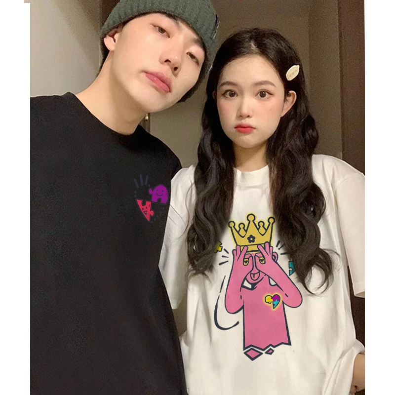 不一样的大码情侣装百搭短袖2025新款大码高级感小众纯棉短袖t恤