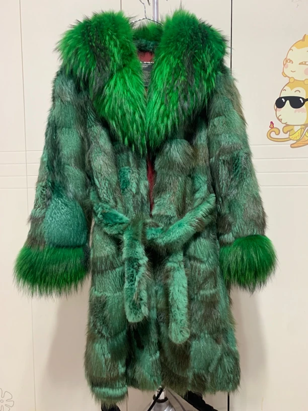 女装皮毛一体中长款加厚