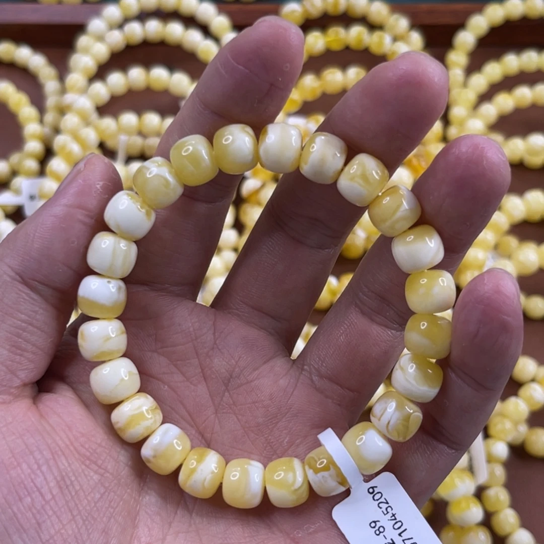 蜜蜡未镶嵌珠宝奇石9.6mm瓷白腰花