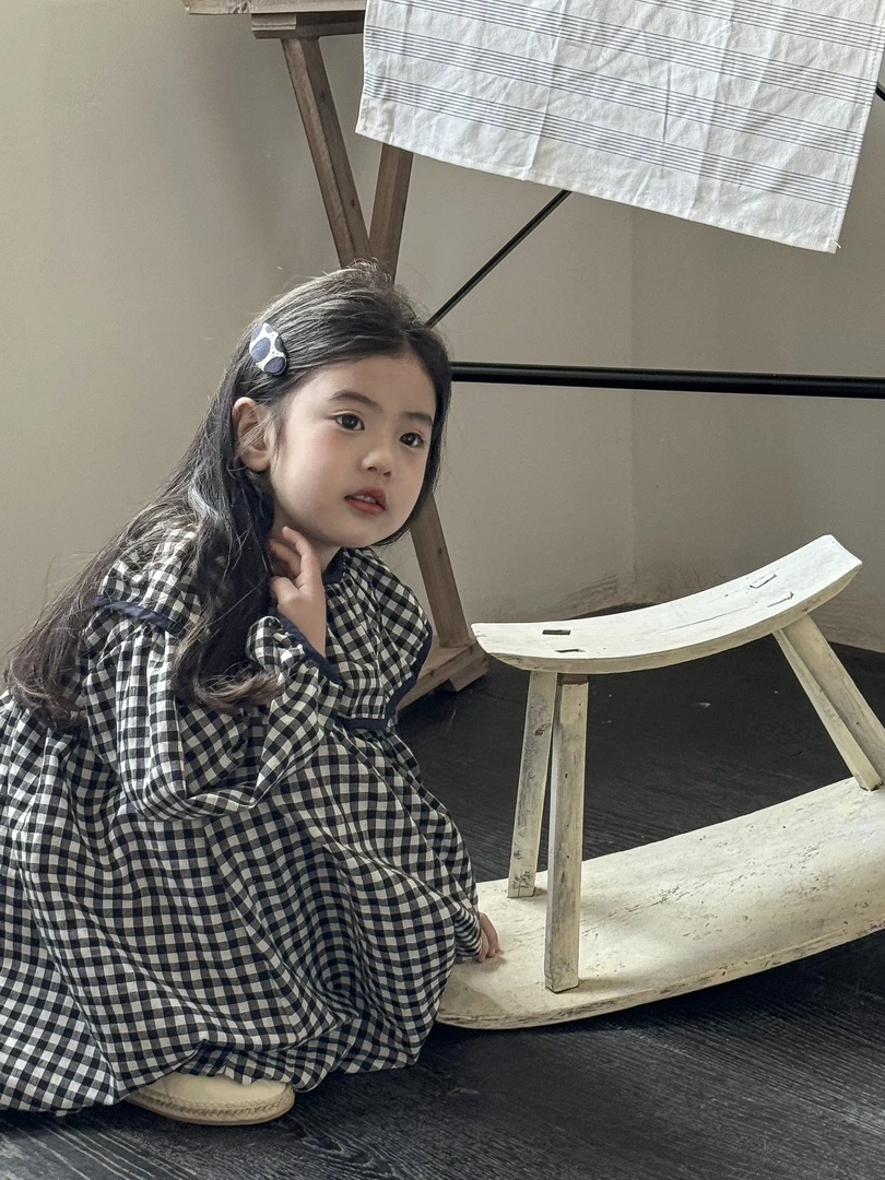 春季新品韩版女童洋气大翻领宽松公主裙女童连衣裙