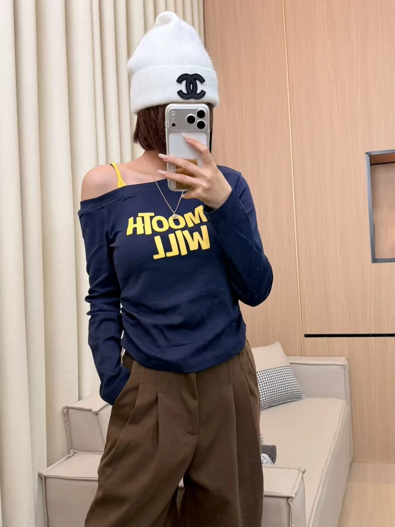 常规袖字母女长袖印花常规款T恤百搭套头韩版气质时尚女士