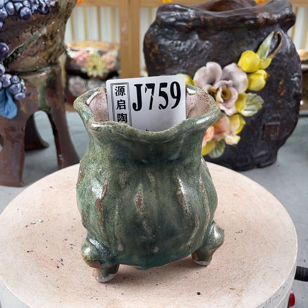 紫砂花盆景德镇陶瓷多肉759