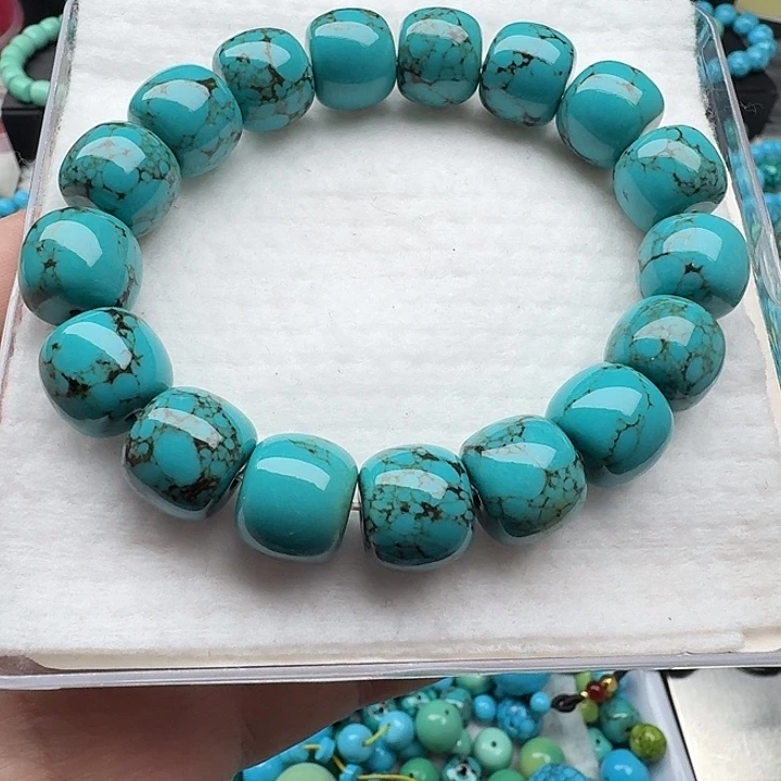 尺寸：14/12➕绿网花纹老型珠手串