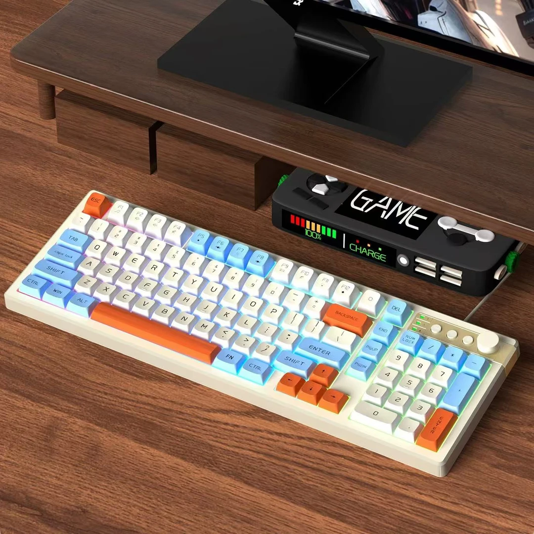 K98蓝牙无线双模键盘电竞手感USB有线薄膜键盘平板笔记本电脑手机