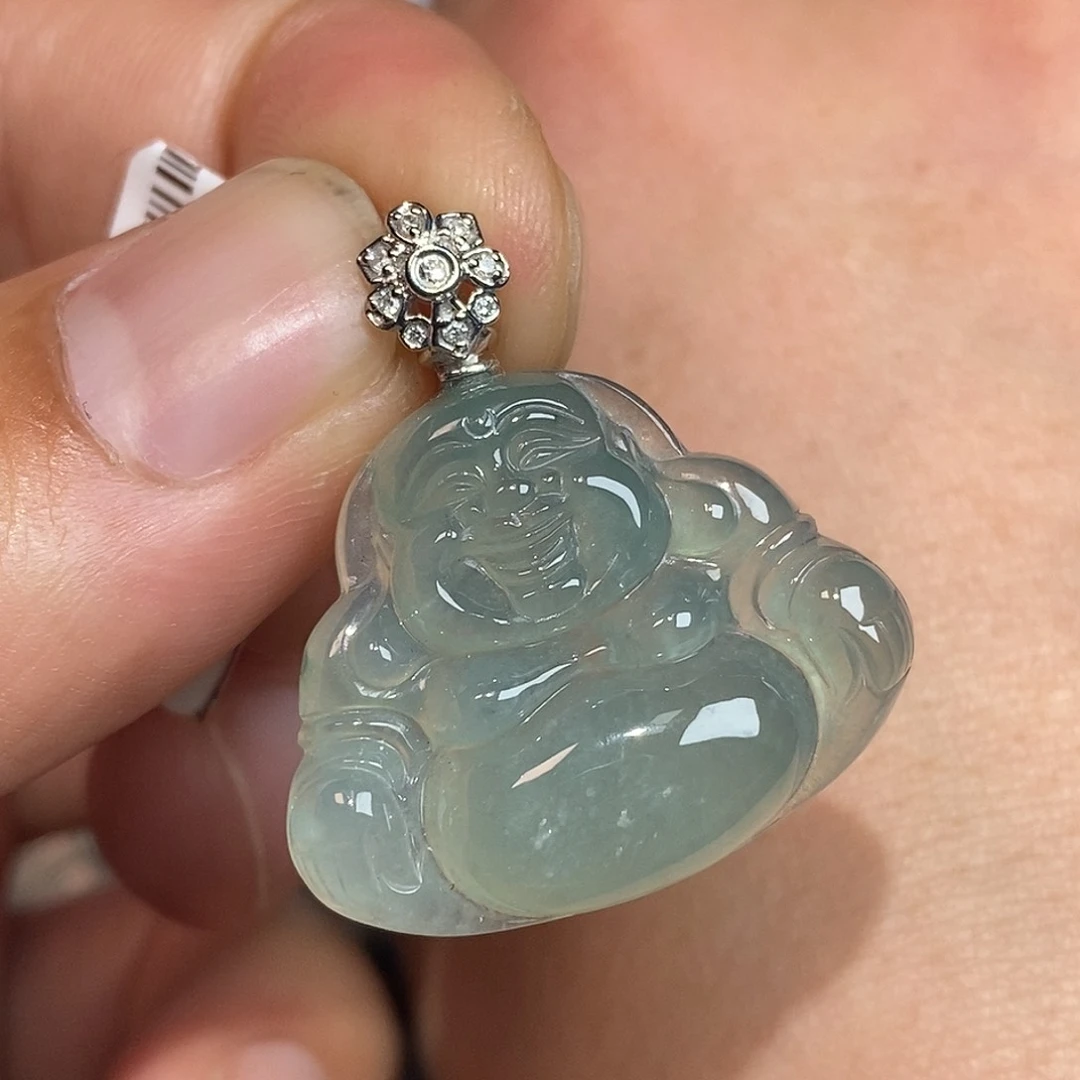 翡翠颈饰18K金镶嵌佛公