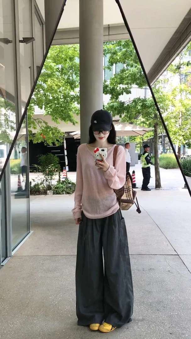 法式休闲宽松薄款长袖T恤女秋季2025新款小众显瘦上衣半身裙套装