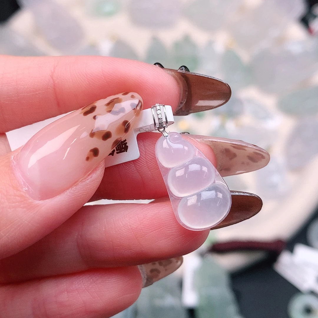 翡翠颈饰18K金镶嵌冰豆24、18、11、4.3