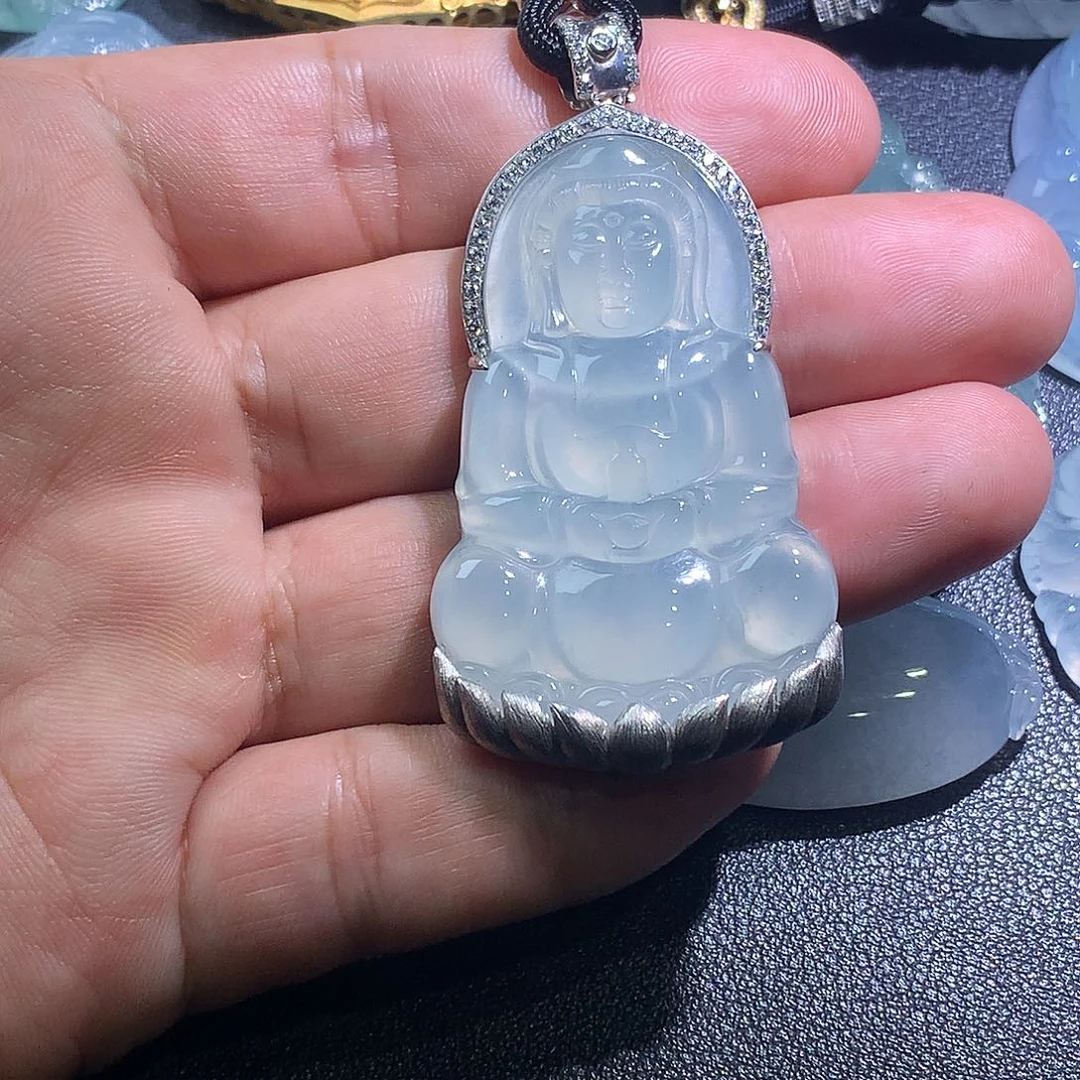 翡翠未镶嵌挂件观音