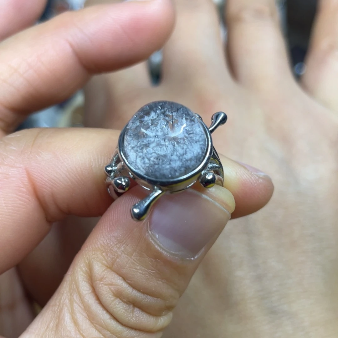 【闪购商品】银S925镶嵌珠宝半成品水晶戒指