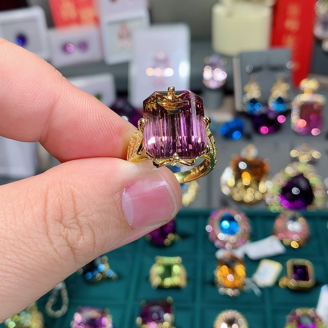 水晶戒指银S925镶嵌戒指