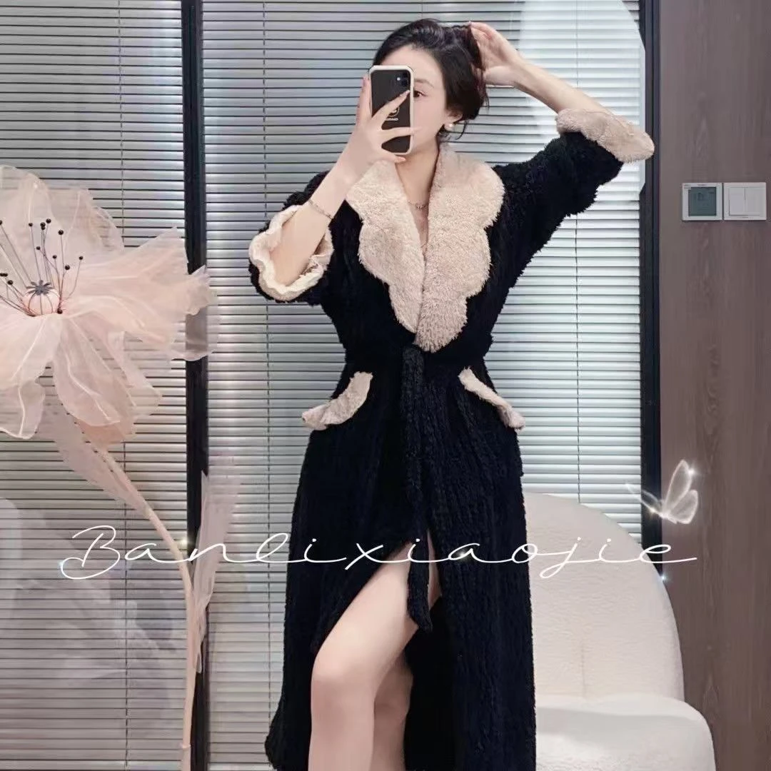 【璎珞】2025新款冬季中长款2025新款加厚睡衣法兰绒冬季浴袍家居服