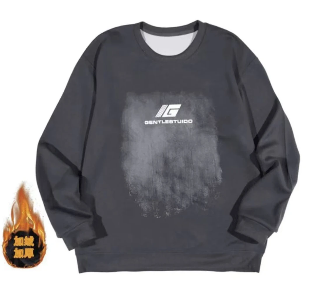 春季套头烫金休闲卫衣印花上衣长袖冬季情侣卫衣春秋圆领42