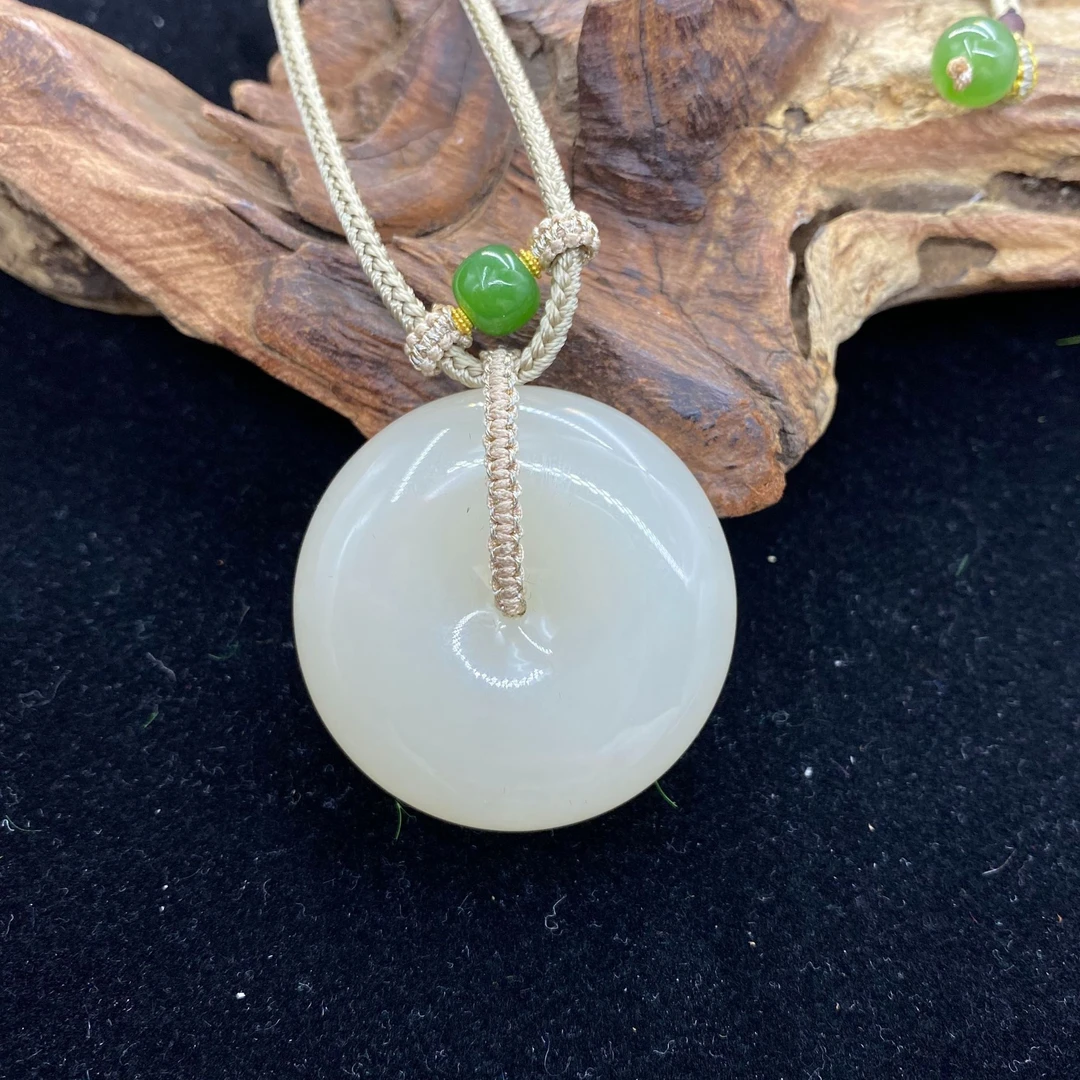 和田玉藕粉平安扣【小北质检】ZJH75Z24多样性发一37*11送绳