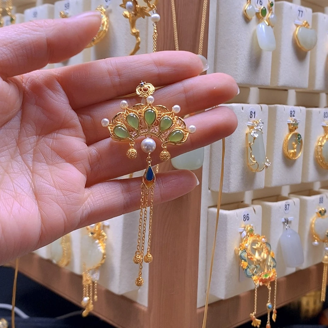 和田玉银S925镶嵌颈饰