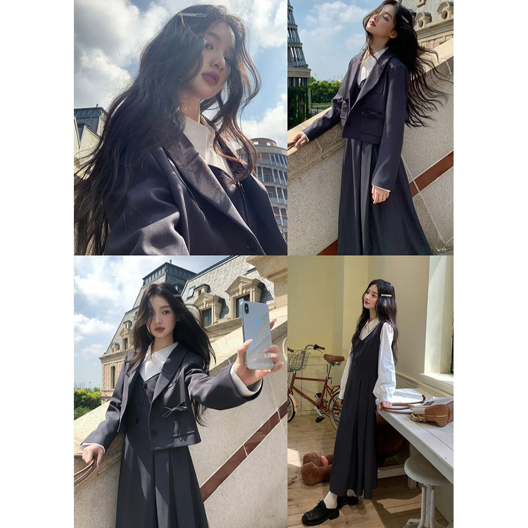 觅定减龄气质jk西装套装女秋减龄韩系两件套穿搭DS12418+DQ12419