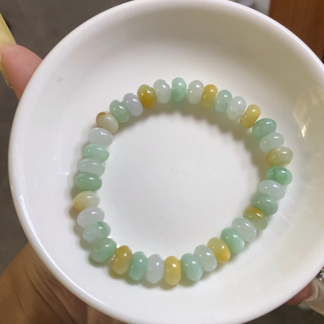 翡翠未镶嵌手链鼓珠多宝卡8.1