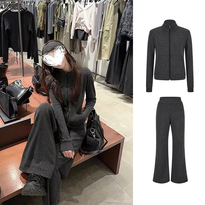 MosesQueen/魔西女王休闲运动套装秋季新款立领卫衣高级感两件套