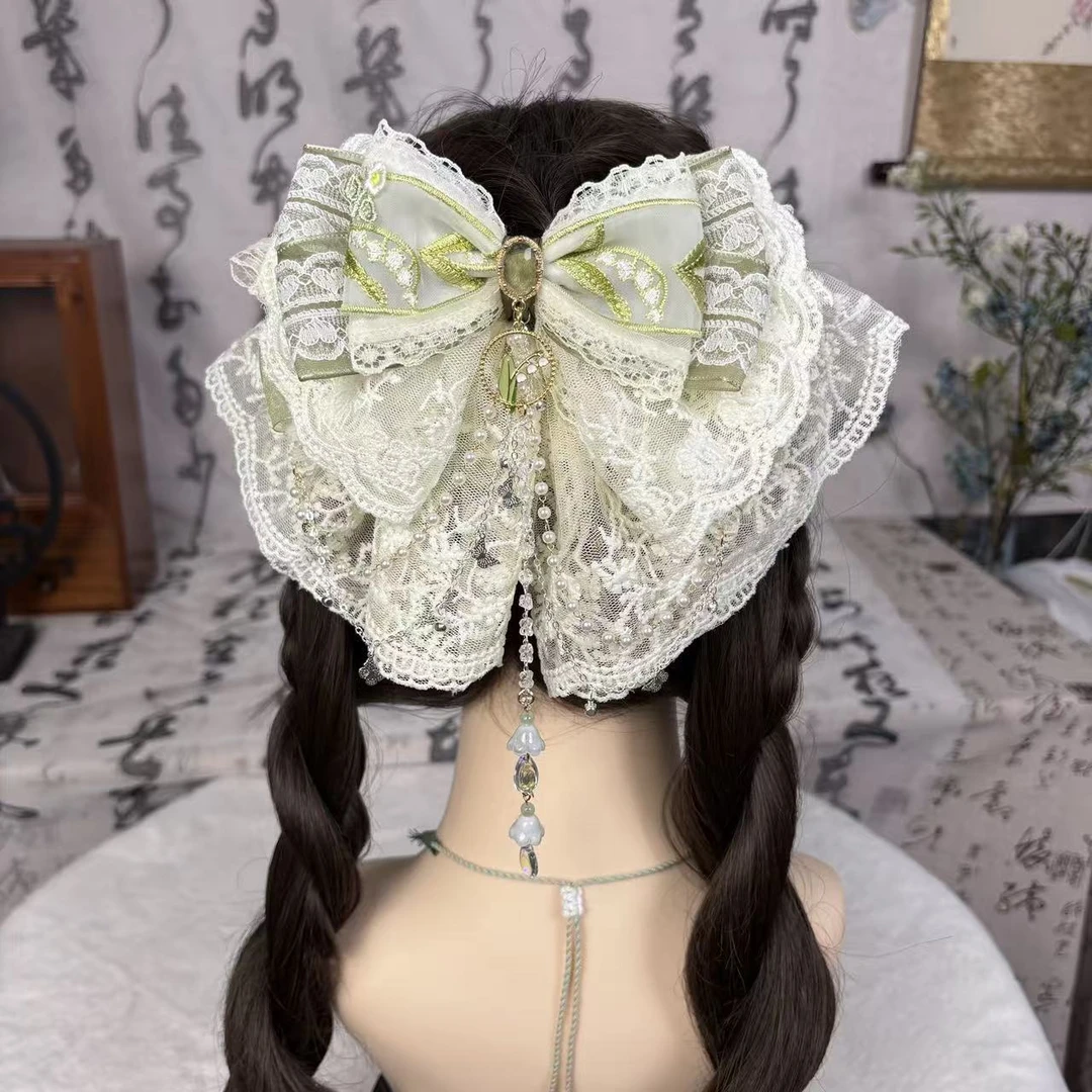 【空谷铃兰】新国风古风长飘蝴蝶结弹簧夹小清新头饰发饰