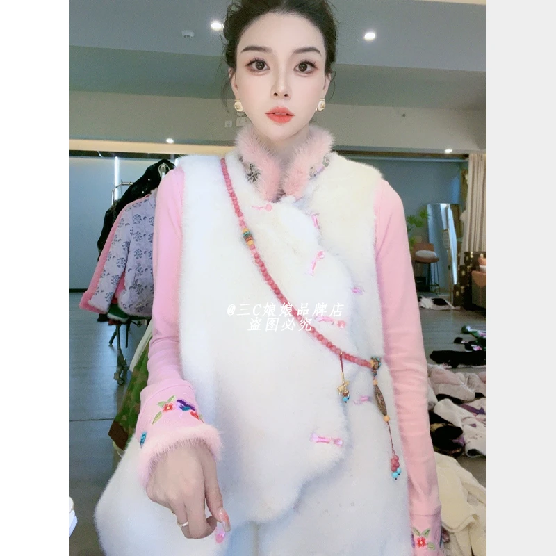 宸嫚三C娘娘23365新中式中国风时尚气质双面厚款无袖马夹冬季新款