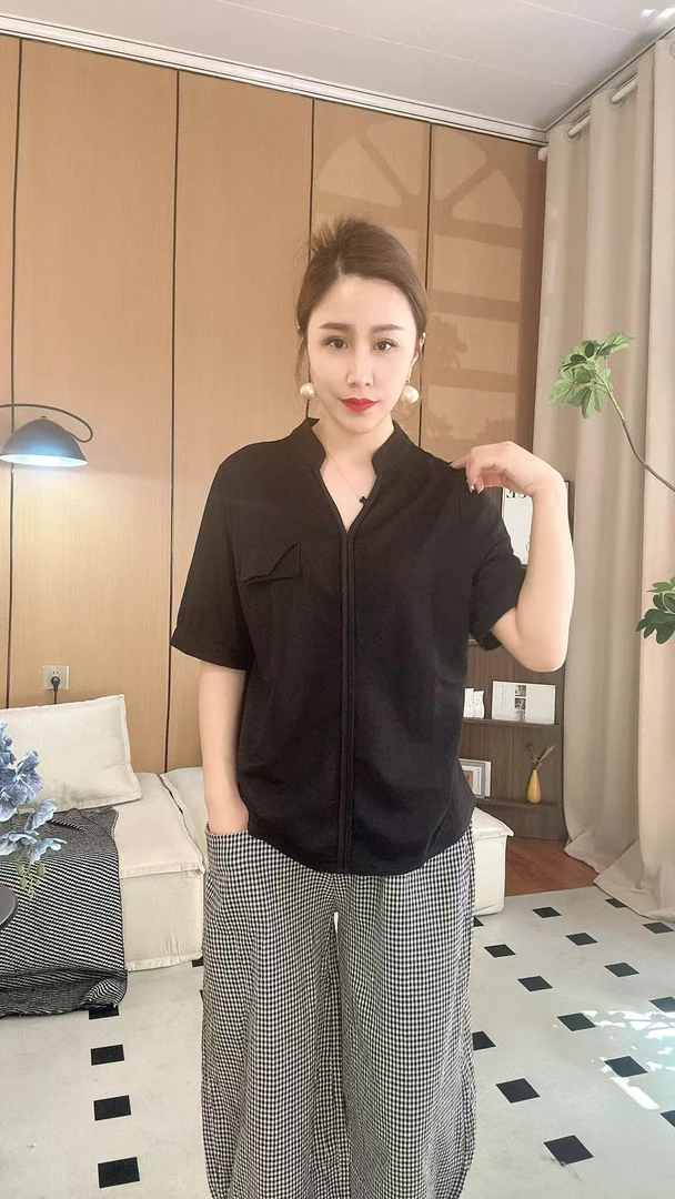 【福丽1】2025新款显瘦夏季纯色小衫