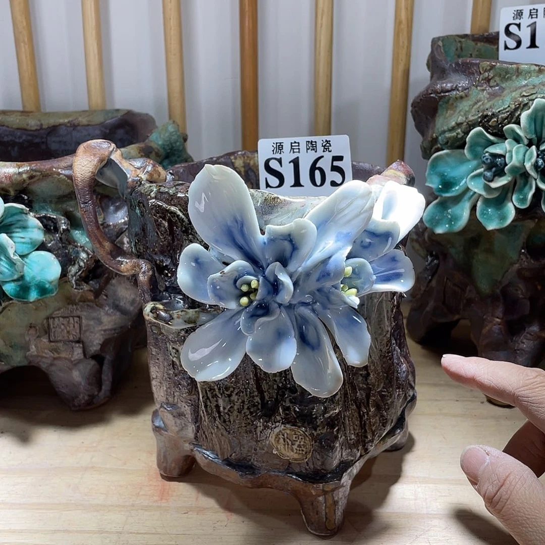 紫砂花盆景德镇陶瓷花盆165
