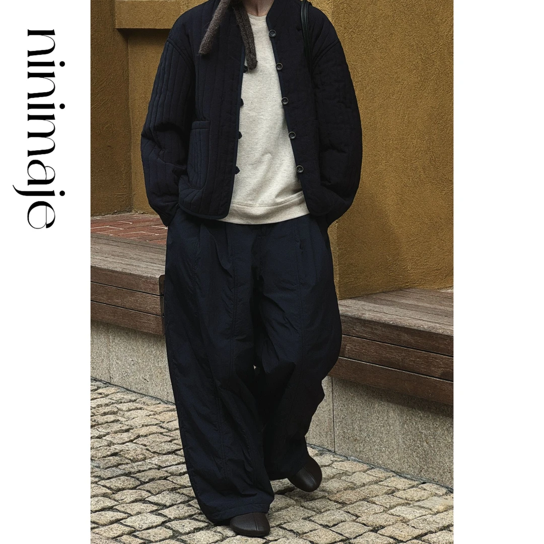 NanBeiBei 极简设计款亲肤肌理感廓形大棉裤 7316