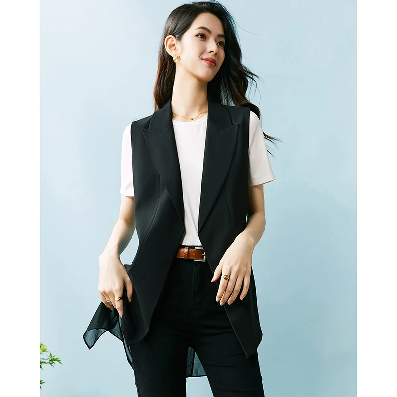 晚白新款时尚休闲外搭通勤百搭纯色简约西装外套女24040234