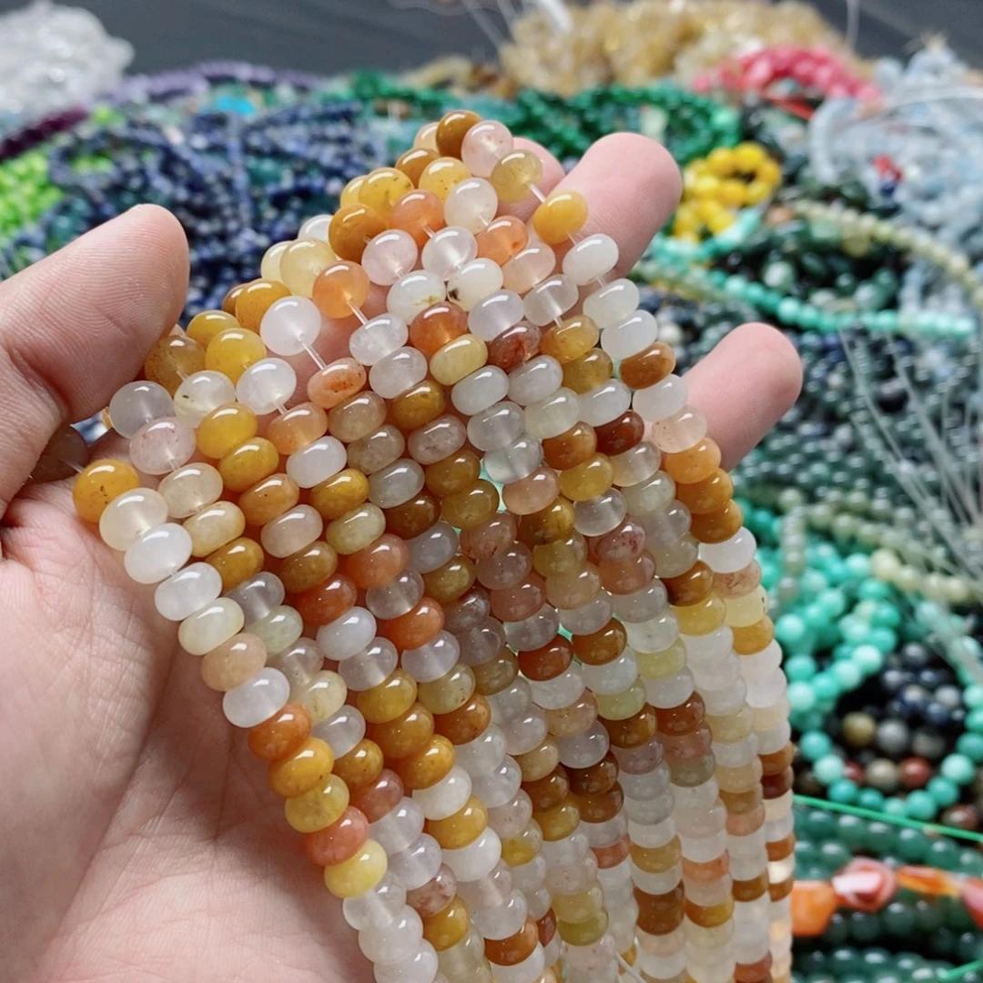 玛瑙/玉髓未镶嵌珠宝半成品一条天然5X8mm金丝玉隔片